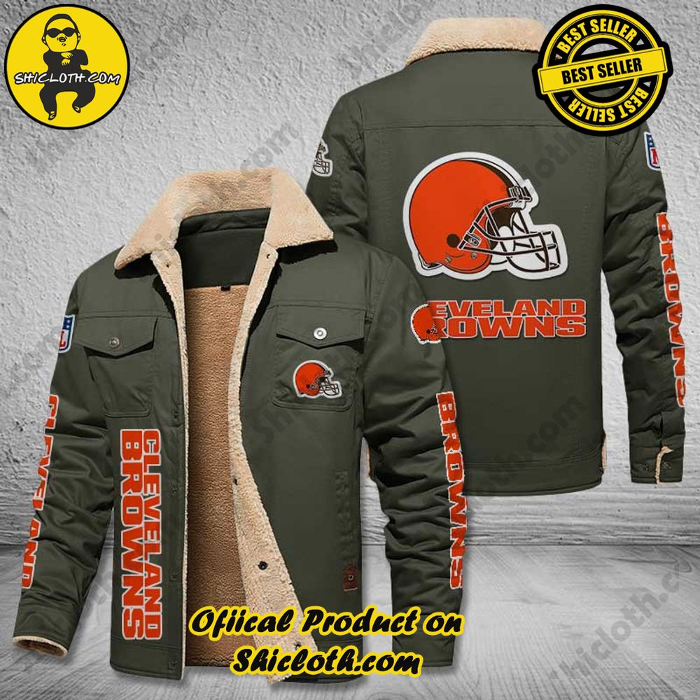 Cleveland Browns NFL Fleece Leather Jacket New Style 5 Cleveland Browns NFL Fleece Leather Jacket New Style - Image 5