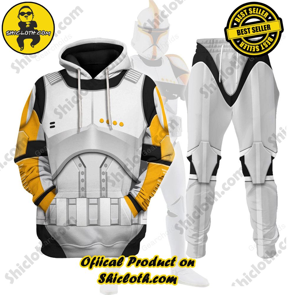 Galactic Glam: Unveiling the Stellar Collection of Star Wars Outfit Costumes by Shiclothshop 15 Clone Trooper Commander Costume Hoodie Sweatshirt T-Shirt Sweatpants