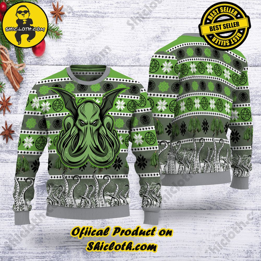 Best Seller Wrap Up in Style: Shicloth's Enchanting Christmas Sweater Collection 53 Cthulhu Christmas Ugly Sweater