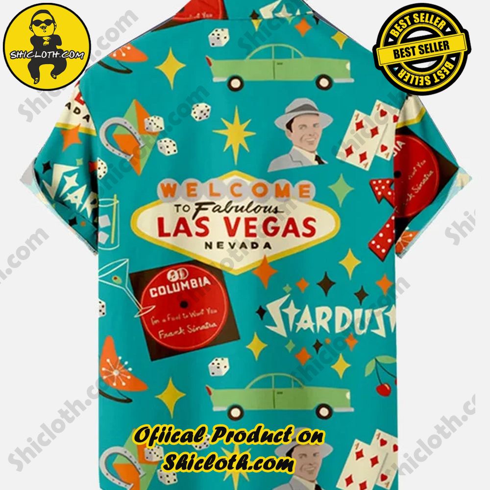 Cyan Retro Las Vegas Vacation Hawaiian Short Sleeve Shirt 2 Cyan Retro Las Vegas Vacation Hawaiian Short Sleeve Shirt - Image 2