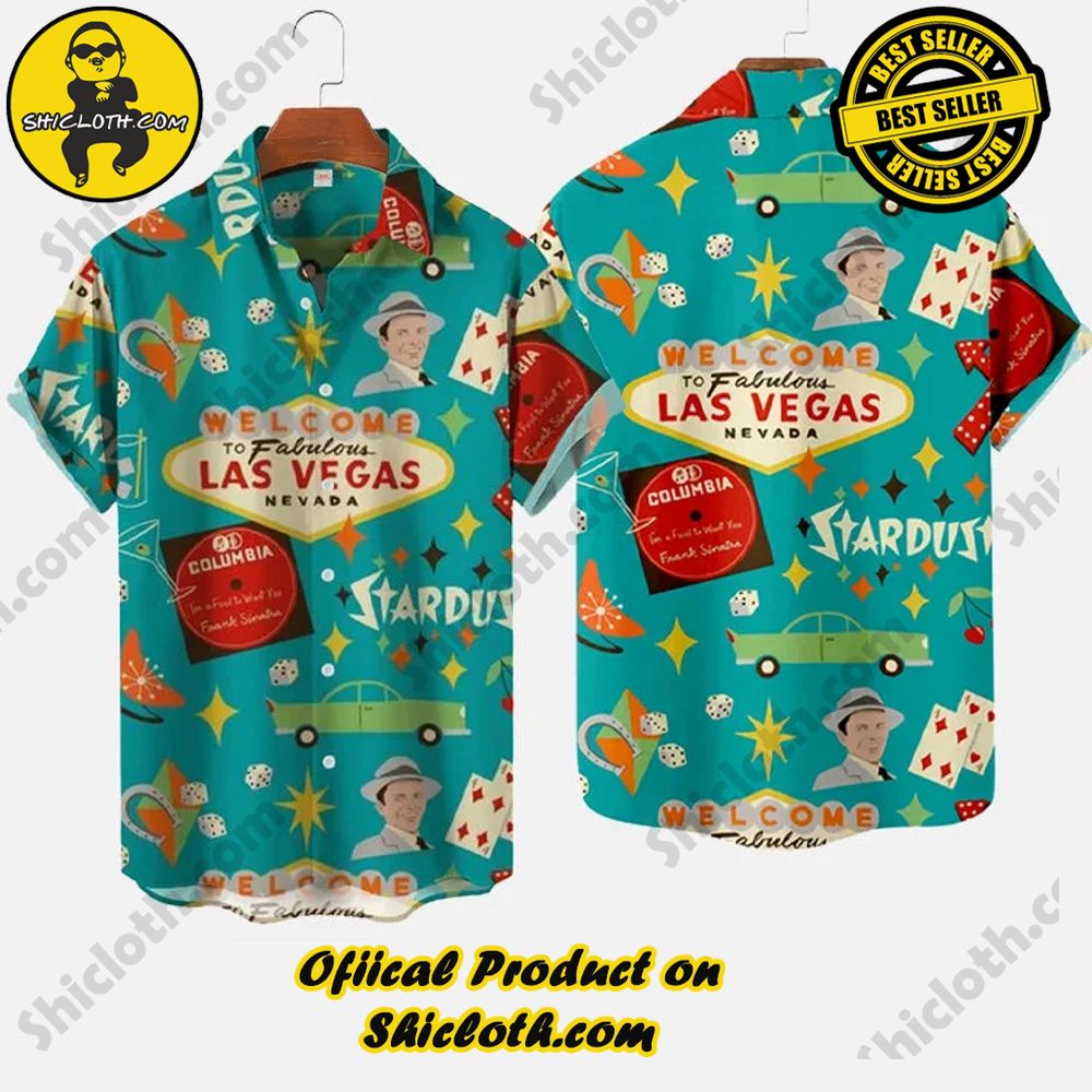 Cyan Retro Las Vegas Vacation Hawaiian Short Sleeve Shirt 3 Cyan Retro Las Vegas Vacation Hawaiian Short Sleeve Shirt - Image 3