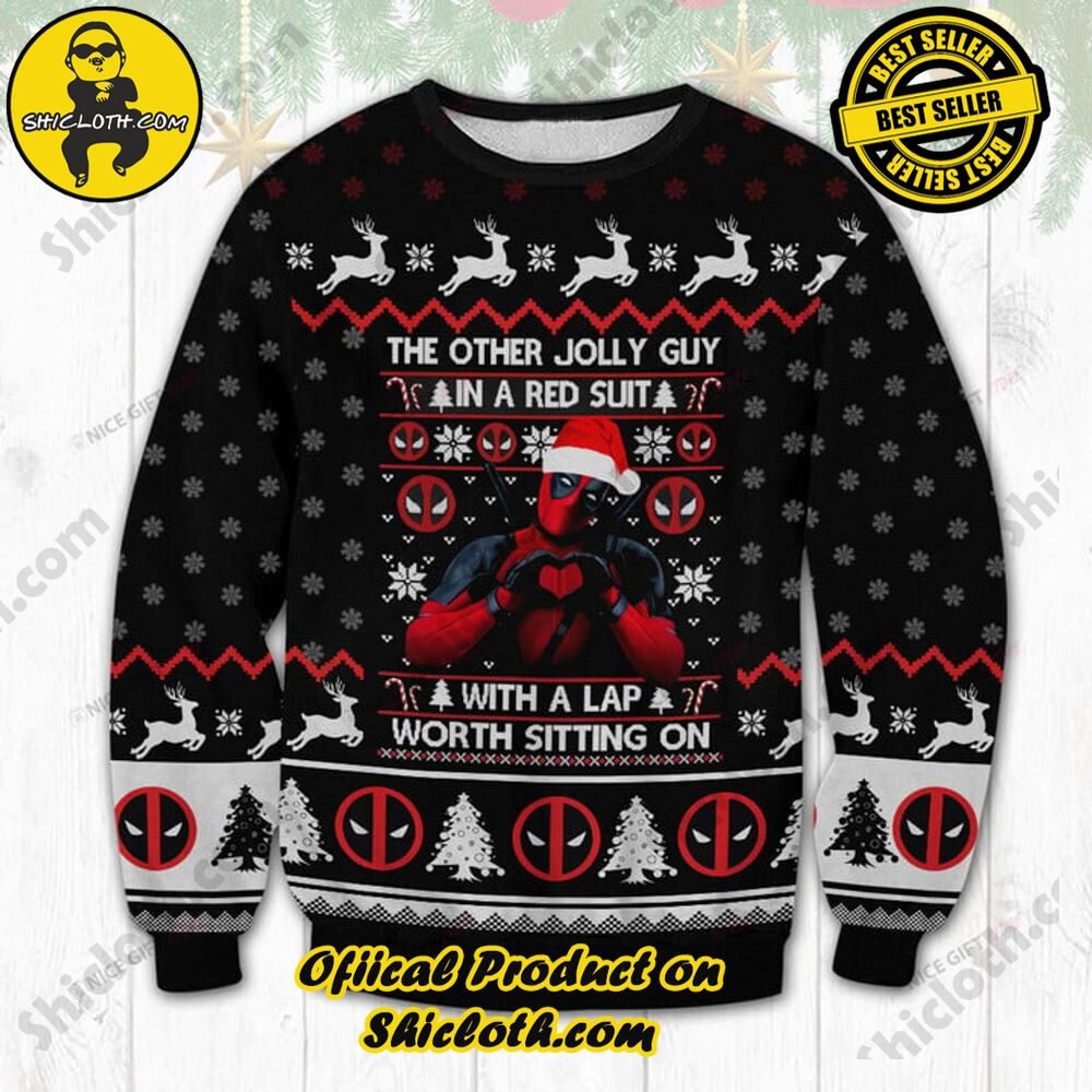 Wrap Up in Style: Shicloth's Enchanting Christmas Sweater Collection 73 Deadpool The Other Jolly Guy In A Red Suit With A Lap Worth Sitting On Christmas Ugly Sweater