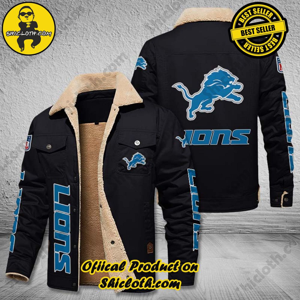 Detroit Lions NFL Fleece Leather Jacket New Style 2 Detroit Lions NFL Fleece Leather Jacket New Style - Image 2