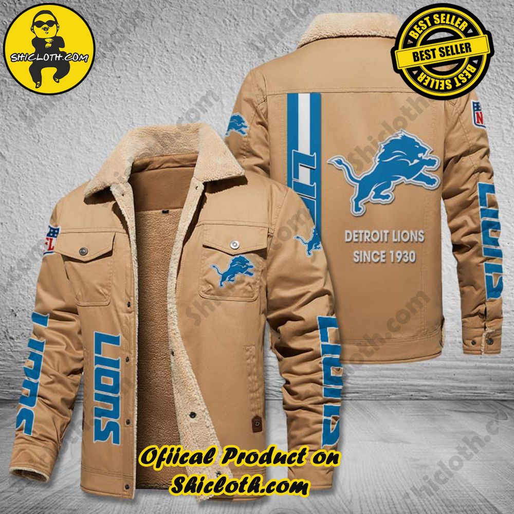 Detroit Lions NFL Fleece Leather Jacket 3 Detroit Lions NFL Fleece Leather Jacket - Image 3