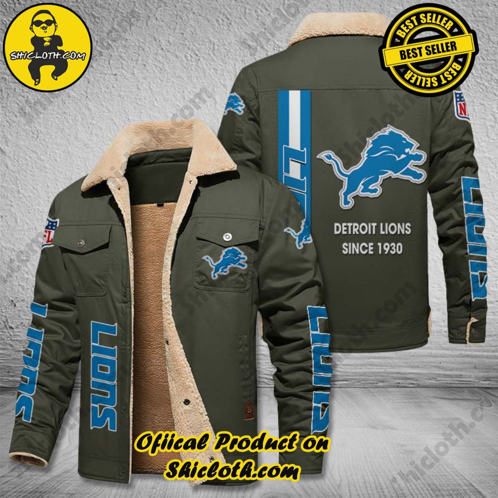 Detroit Lions NFL Fleece Leather Jacket 5 Detroit Lions NFL Fleece Leather Jacket - Image 5