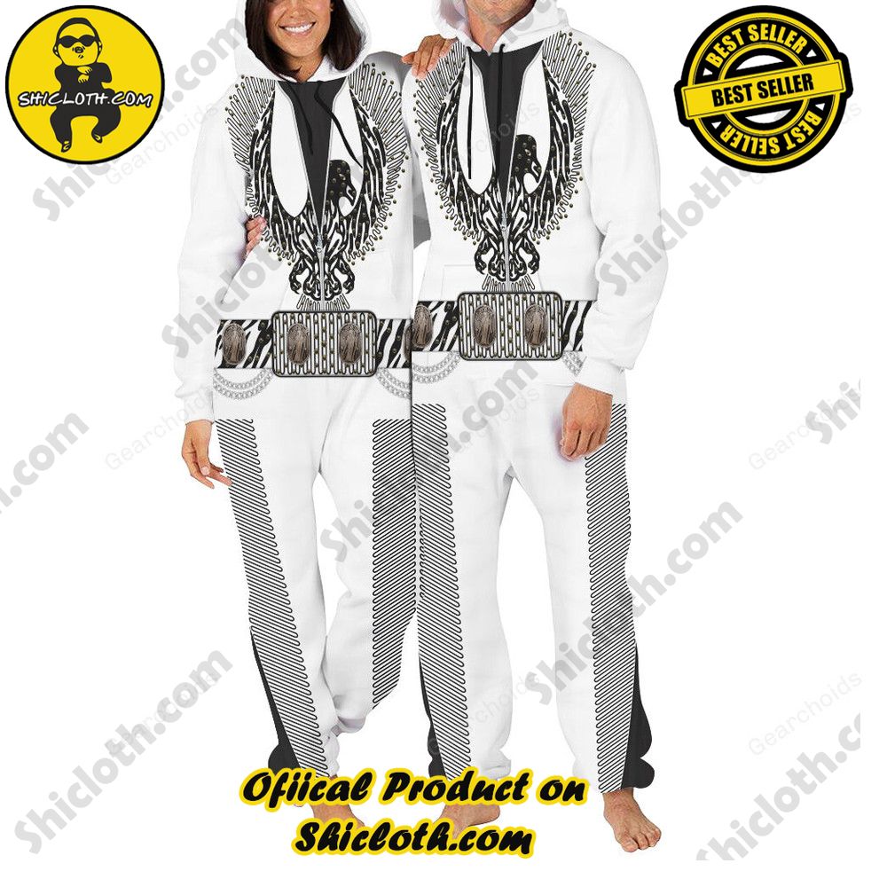 Rock 'n' Roll Royalty: Unveiling Shiclothshop's Elvis Presley Outfit Costume Collection 1 Elvis Black Phoenix jumpsuit Costume