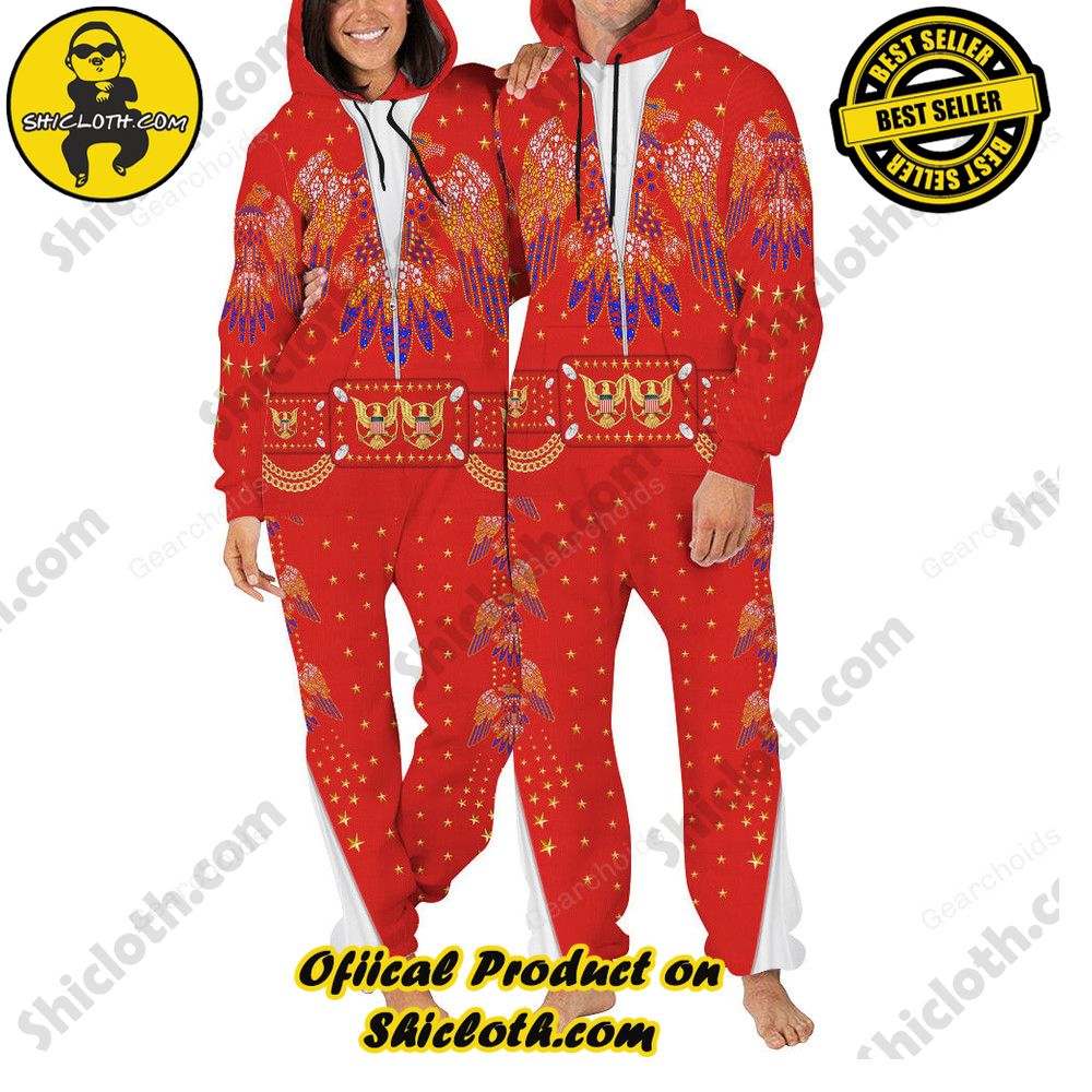 Unveiling Shiclothshop's Elvis Presley Outfit Costume Collection 10 Elvis EAGLE Red jumpsuit Costume Version 2