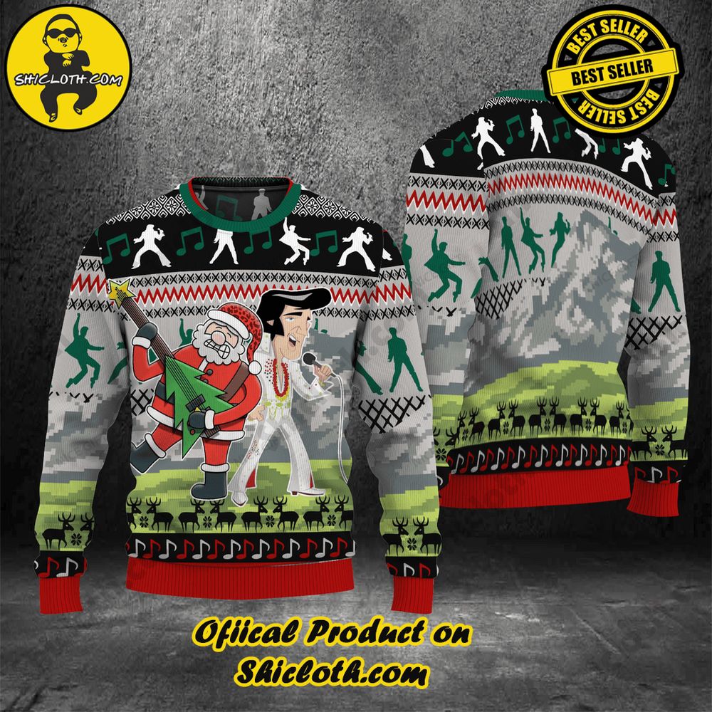 Best Seller Wrap Up in Style: Shicloth's Enchanting Christmas Sweater Collection 13 Elvis Presley Christmas Ugly Sweater