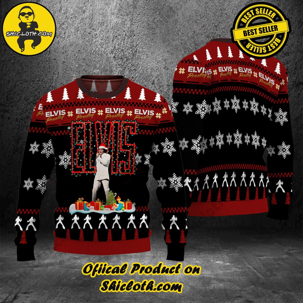 Best Seller Wrap Up in Style: Shicloth's Enchanting Christmas Sweater Collection 12 Elvis Presley Christmas Ugly Sweater