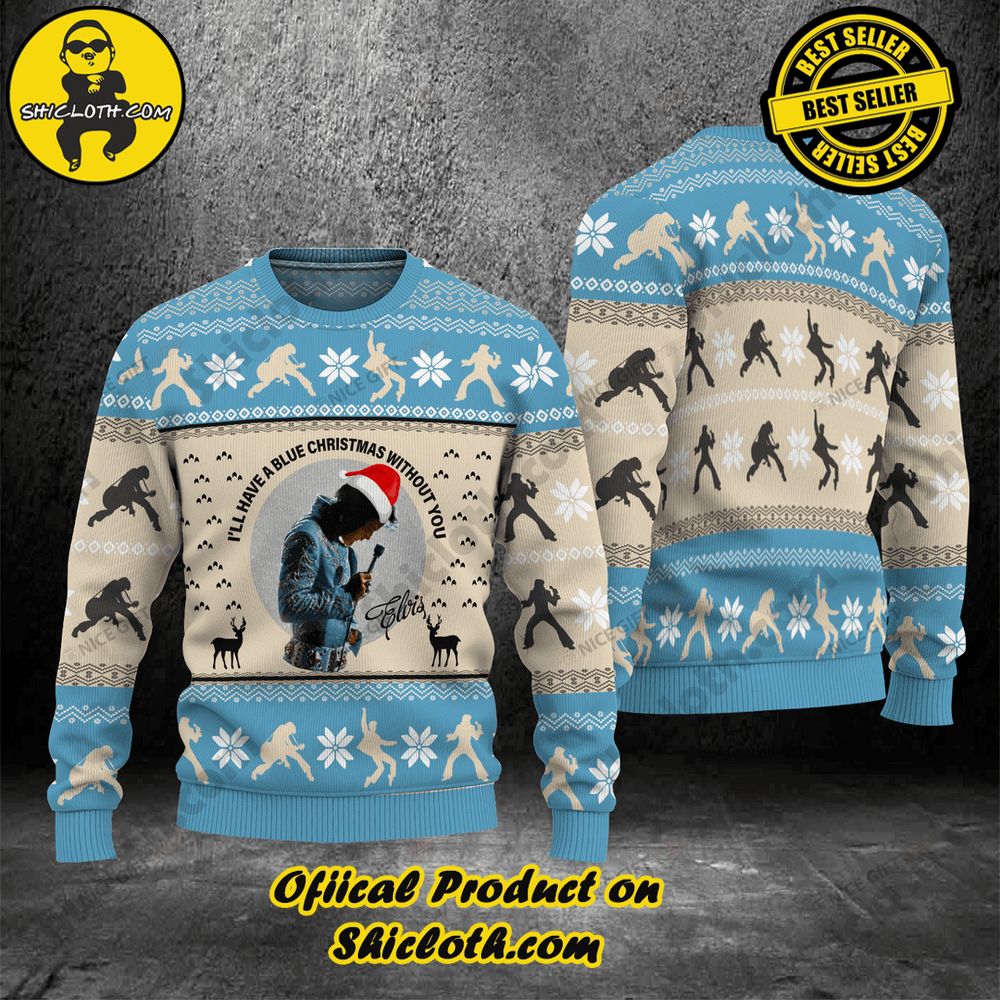 Best Seller Wrap Up in Style: Shicloth's Enchanting Christmas Sweater Collection 14 Elvis Presley I will Have A Blue Christmas Without You Christmas Ugly Sweater Version 1