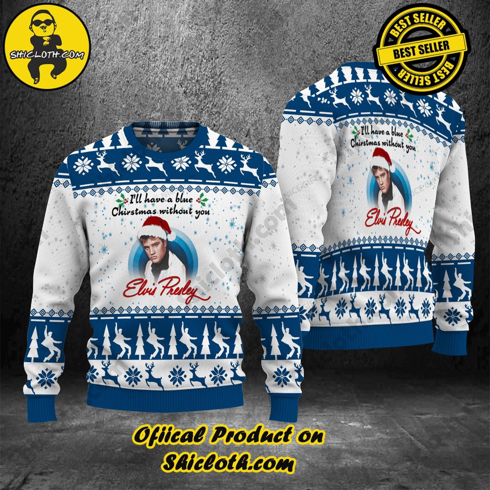 Best Seller Wrap Up in Style: Shicloth's Enchanting Christmas Sweater Collection 15 Elvis Presley I will Have A Blue Christmas Without You Christmas Ugly Sweater Version 2