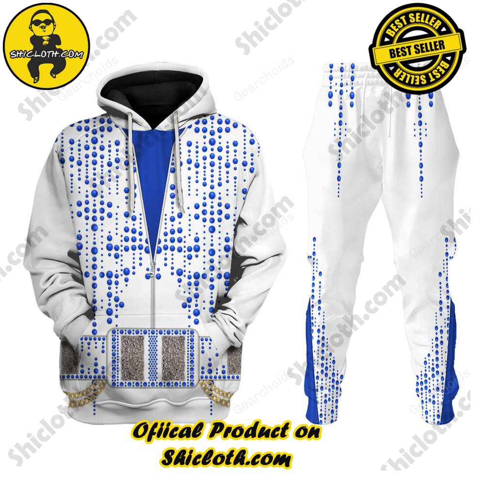 Hot Limited Unveiling the Stellar Collection of Elvis Presley Outfit Costume by Shiclothshop 53 Elvis Raindrop Costume Hoodie Sweatshirt T-Shirt Sweatpants