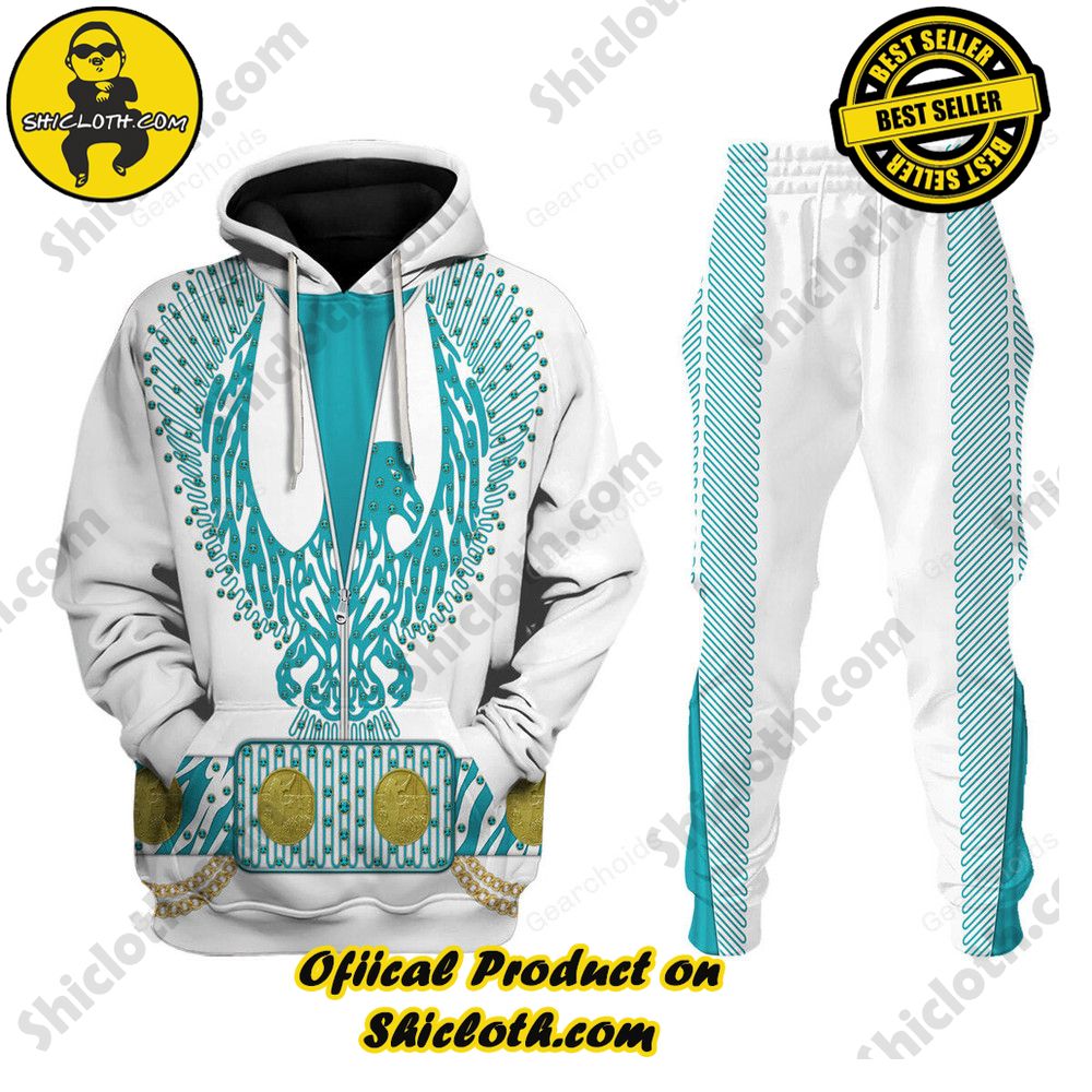 Hot Limited Unveiling the Stellar Collection of Elvis Presley Outfit Costume by Shiclothshop 64 Elvis Turquoise Phoenix Costume Hoodie Sweatshirt T-Shirt Sweatpants