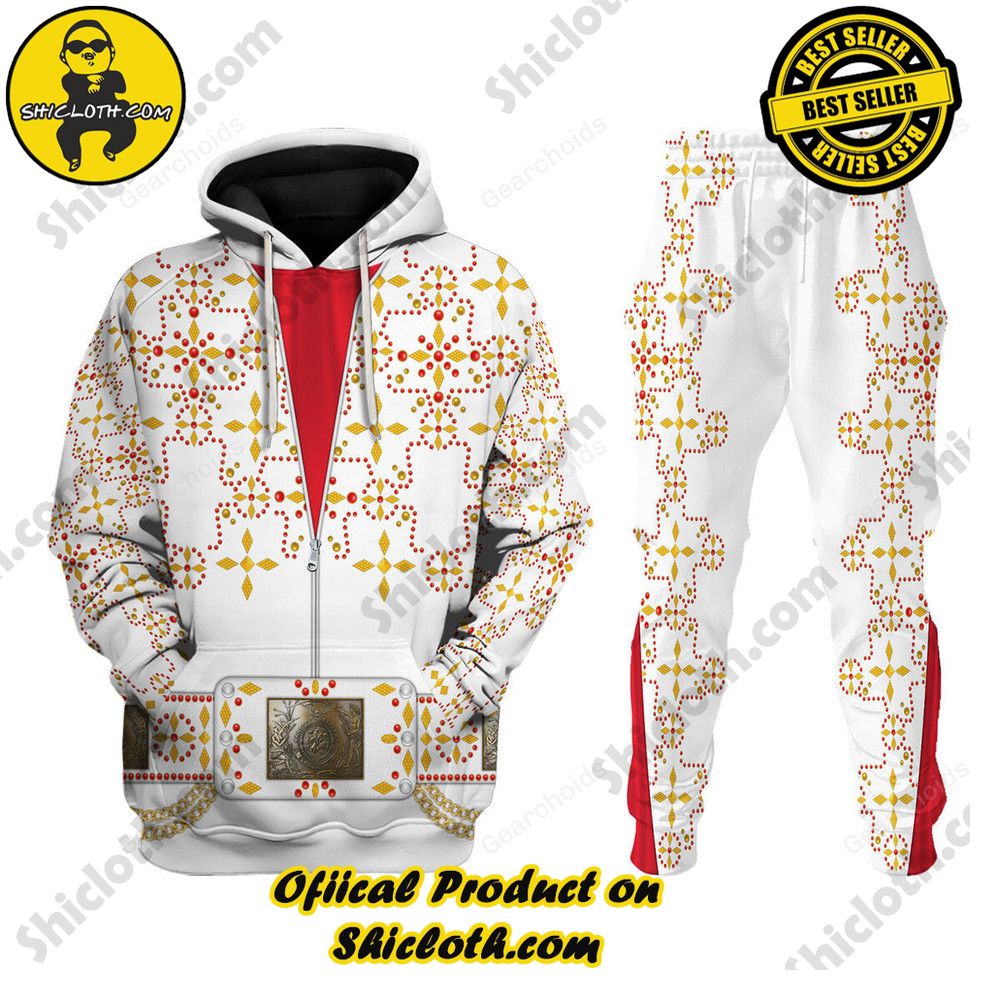 Hot Limited Unveiling the Stellar Collection of Elvis Presley Outfit Costume by Shiclothshop 65 Elvis White Conquistador Costume Hoodie Sweatshirt T-Shirt Sweatpants