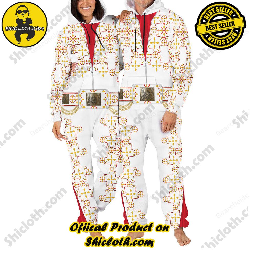 Rock 'n' Roll Royalty: Unveiling Shiclothshop's Elvis Presley Outfit Costume Collection 30 Elvis White Conquistador jumpsuit Costume