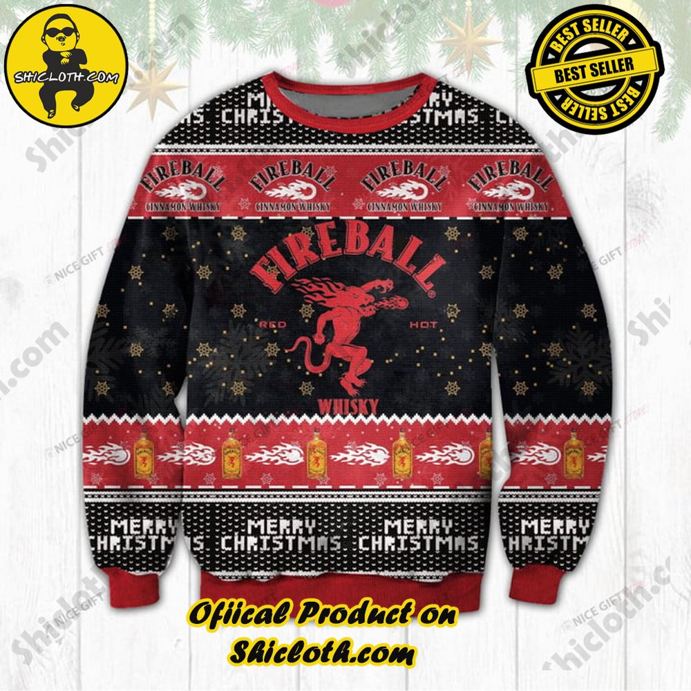Wrap Up in Style: Shicloth's Enchanting Christmas Sweater Collection 77 Fireball Cinnamon Whisky Christmas Ugly Sweater