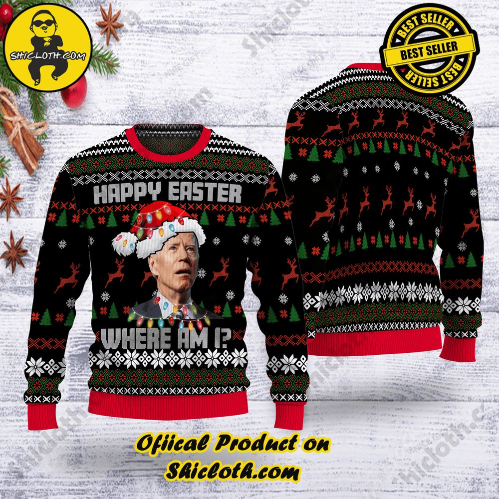 Best Seller Wrap Up in Style: Shicloth's Enchanting Christmas Sweater Collection 61 Happy Easter Where I Am? Christmas Ugly Sweater
