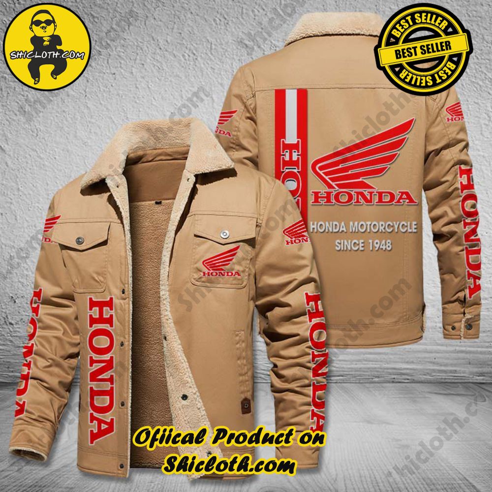 Honda Motorcycle Fleece Leather Jacket 2 Honda Motorcycle Fleece Leather Jacket - Image 2