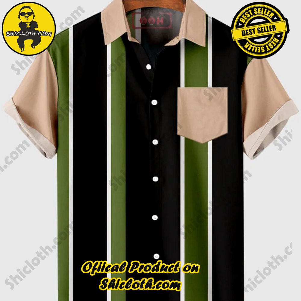 Hot Trending Fashion for Summer : Shiclothshop's Hawaiian Shirts 26 HOO Asymmetrical Multi-Stripes Contrasting Color Men's Short Sleeve Shirt