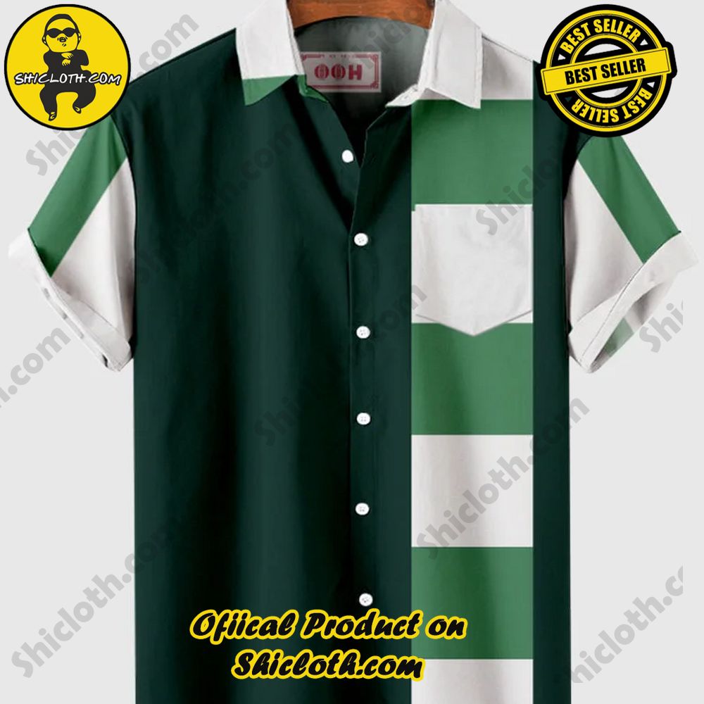 Hot Trending Fashion for Summer : Shiclothshop's Hawaiian Shirts 27 HOO Original Vintage Green Button Up Printing Men's Short Sleeve Shirt