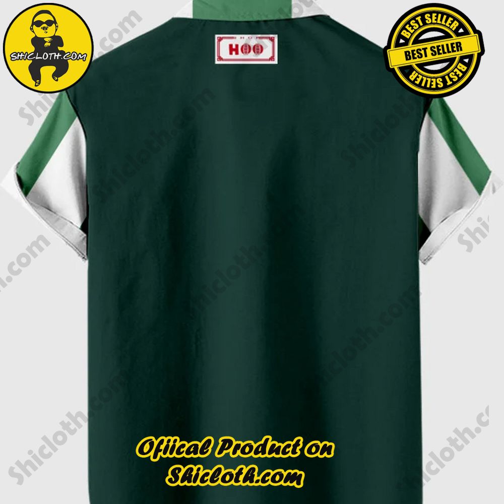 HOO Original Vintage Green Button Up Printing Men's Short Sleeve Shirt 2 HOO Original Vintage Green Button Up Printing Men's Short Sleeve Shirt - Image 2