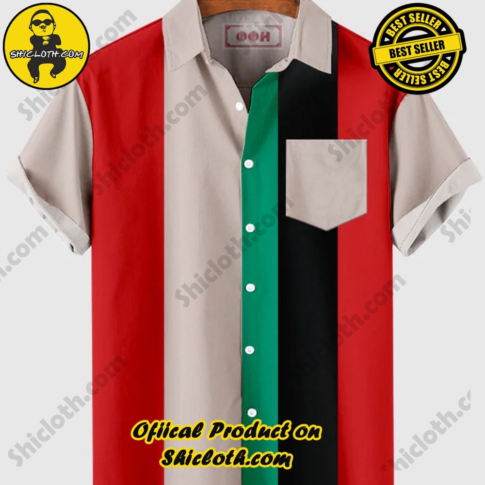 Hot Trending Fashion for Summer : Shiclothshop's Hawaiian Shirts 28 HOO Red & Black & Green Contrasting Color Design Men's Short Sleeve Shirt