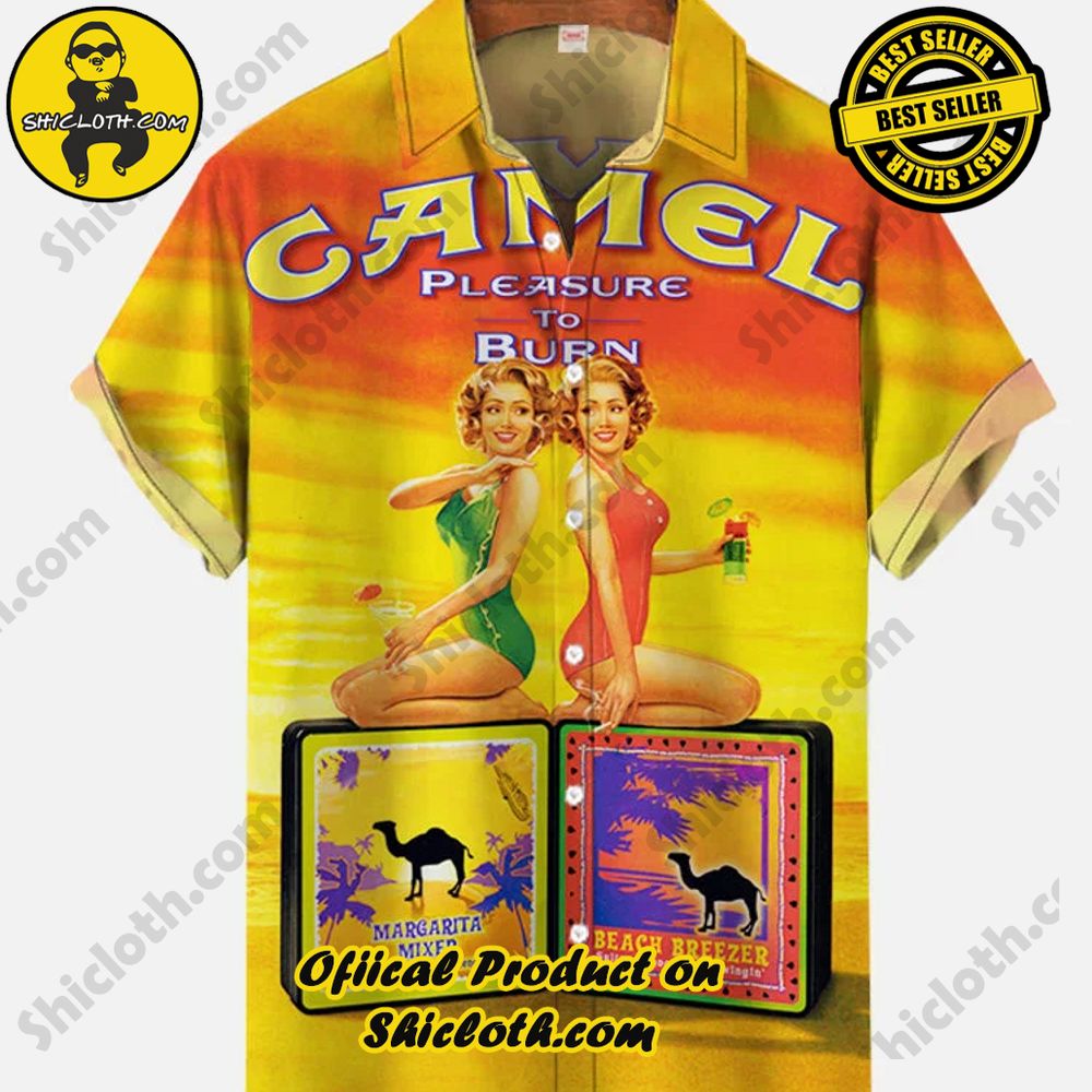 Hot Trending Fashion for Summer : Shiclothshop's Hawaiian Shirts 78 Vintage Pin Up Girl Poster Camel Advertisement With Girls Printing Short Sleeve Shirt