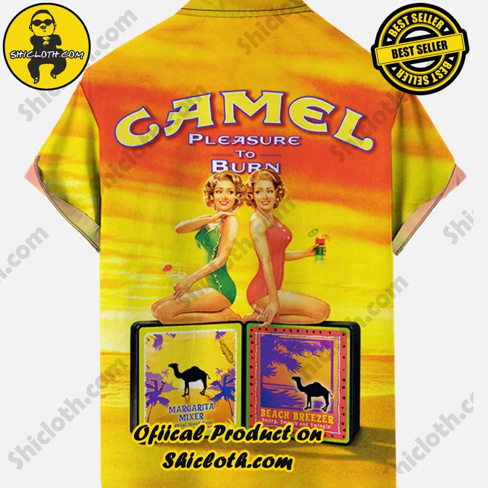 Vintage Pin Up Girl Poster Camel Advertisement With Girls Printing Short Sleeve Shirt 2 Vintage Pin Up Girl Poster Camel Advertisement With Girls Printing Short Sleeve Shirt - Image 2