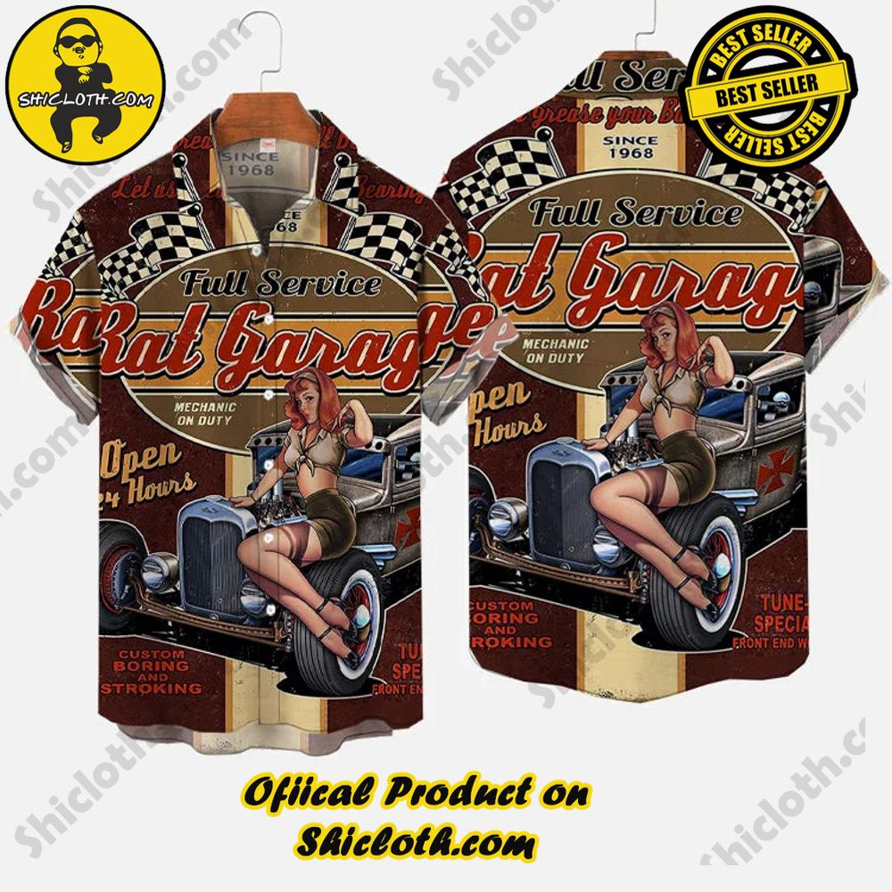 Hot Rod Retro Vintage Metal Garage Revolution Pinup Girl Printing Short Sleeve Shirt 3 Hot Rod Retro Vintage Metal Garage Revolution Pinup Girl Printing Short Sleeve Shirt - Image 3