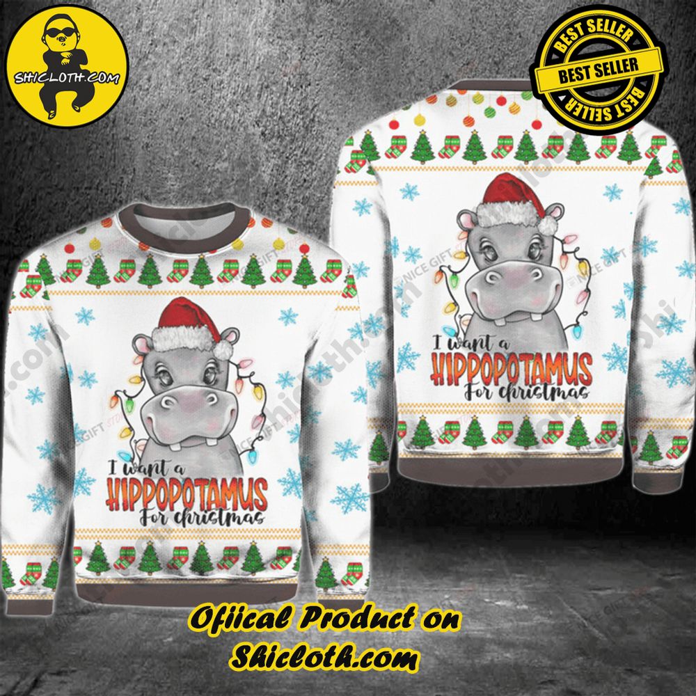Hot Trending Wrap Up in Style: Shicloth's Enchanting Christmas Sweater Collection 117 I Want A Hippopotamus For Christmas Ugly Sweater