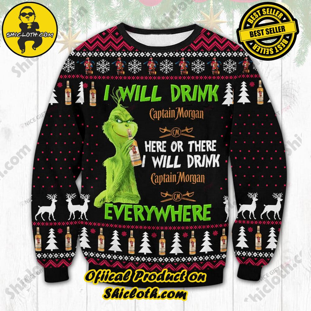 Wrap Up in Style: Shicloth's Enchanting Christmas Sweater Collection 83 I Will Drink Captain Morgan Here Or There I Will Drink Captain Morgan Everywhere Christmas Ugly Sweater