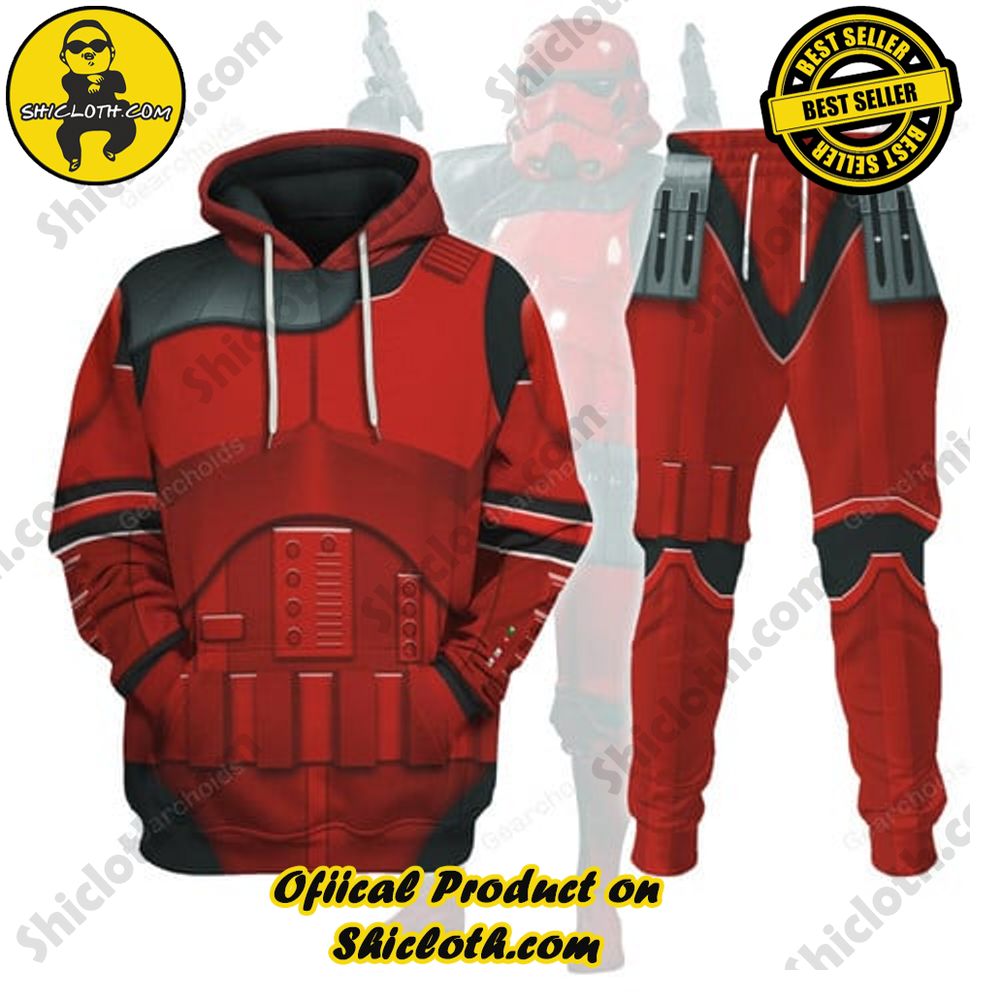 Unveiling the Stellar Collection of Star Wars Outfit Costumes by Shiclothshop 15 Imprerial Crimson Stormtrooper Costume Hoodie Sweatshirt T-Shirt Sweatpants