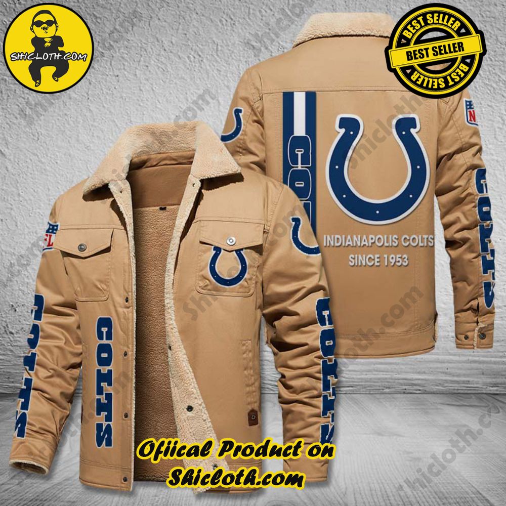 Indianapolis Colts NFL Fleece Leather Jacket 2 Indianapolis Colts NFL Fleece Leather Jacket - Image 2