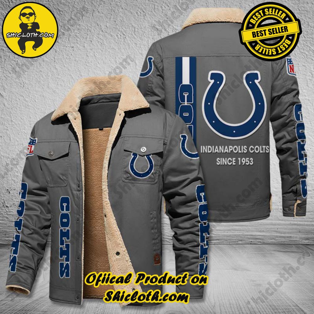 Indianapolis Colts NFL Fleece Leather Jacket 3 Indianapolis Colts NFL Fleece Leather Jacket - Image 3