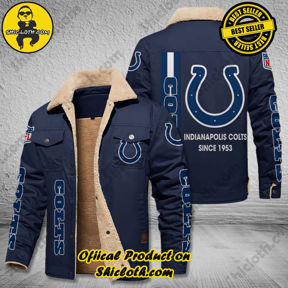 Indianapolis Colts NFL Fleece Leather Jacket 4 Indianapolis Colts NFL Fleece Leather Jacket - Image 4