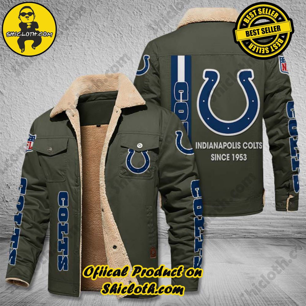 Indianapolis Colts NFL Fleece Leather Jacket 5 Indianapolis Colts NFL Fleece Leather Jacket - Image 5
