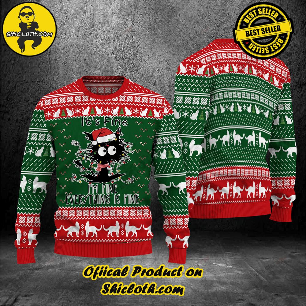 Best Seller Wrap Up in Style: Shicloth's Enchanting Christmas Sweater Collection 24 It is Fine I am Fine Everything Is Fine Christmas Ugly Sweater