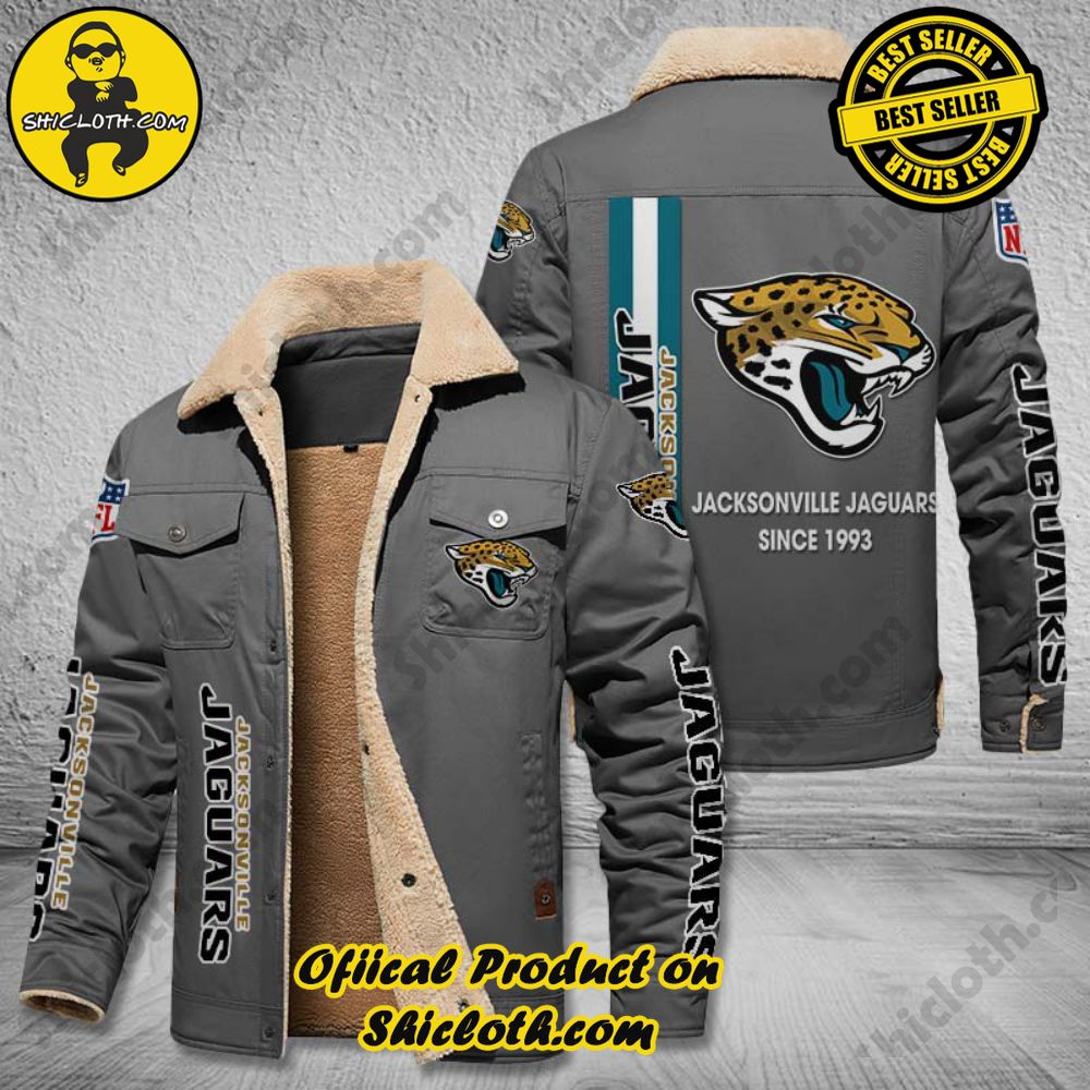 Jacksonville Jaguars NFL Fleece Leather Jacket 3 Jacksonville Jaguars NFL Fleece Leather Jacket - Image 3