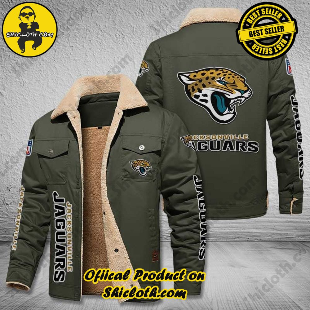 Jacksonville Jaguars NFL Fleece Leather Jacket 5 Jacksonville Jaguars NFL Fleece Leather Jacket - Image 5