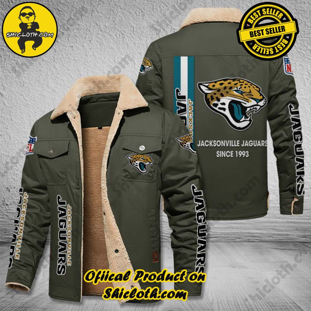Jacksonville Jaguars NFL Fleece Leather Jacket 5 Jacksonville Jaguars NFL Fleece Leather Jacket - Image 5