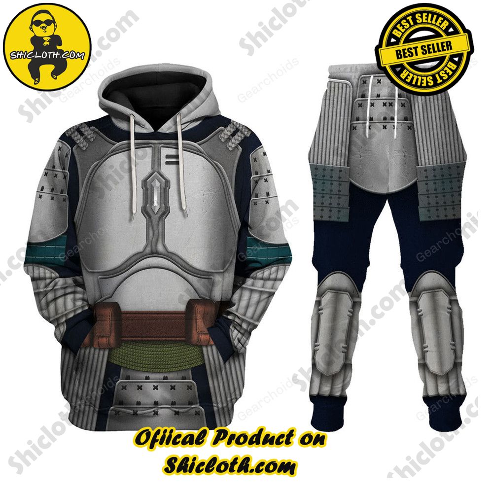 Galactic Glam: Unveiling the Stellar Collection of Star Wars Outfit Costumes by Shiclothshop 30 Jango Fet Samurai Costume Hoodie Sweatshirt T-Shirt Sweatpants
