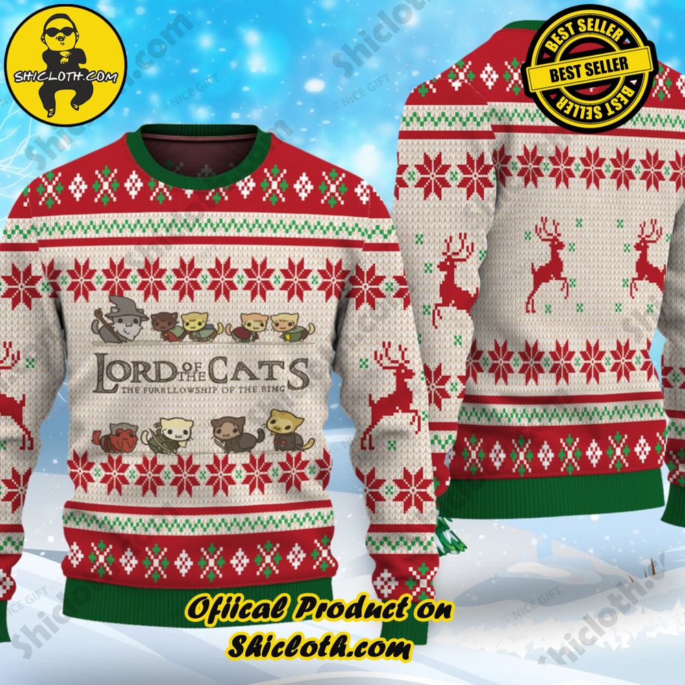 Best Seller Wrap Up in Style: Shicloth's Enchanting Christmas Sweater Collection 27 Lord Of The Cats The Furrllowship Of The Ring Christmas Ugly Sweater