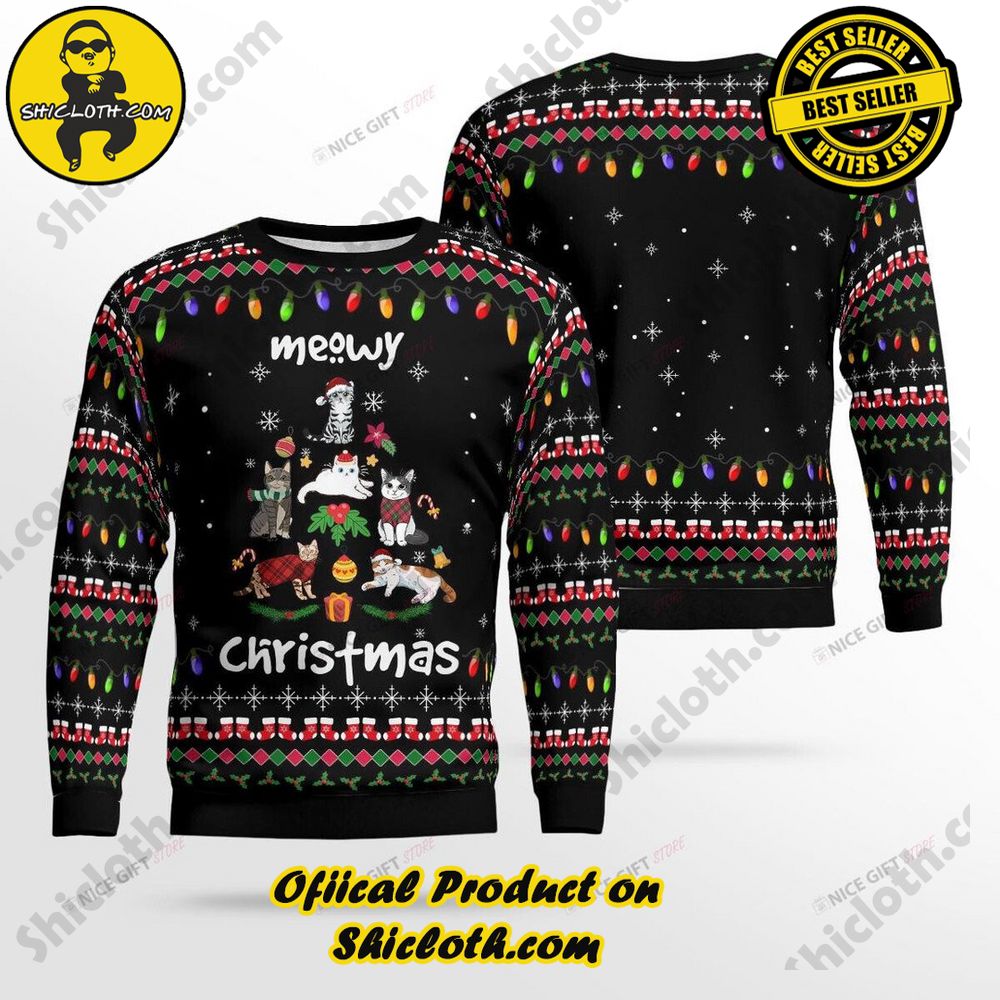 Best Seller Wrap Up in Style: Shicloth's Enchanting Christmas Sweater Collection 31 Meowy Christmas Ugly Sweater