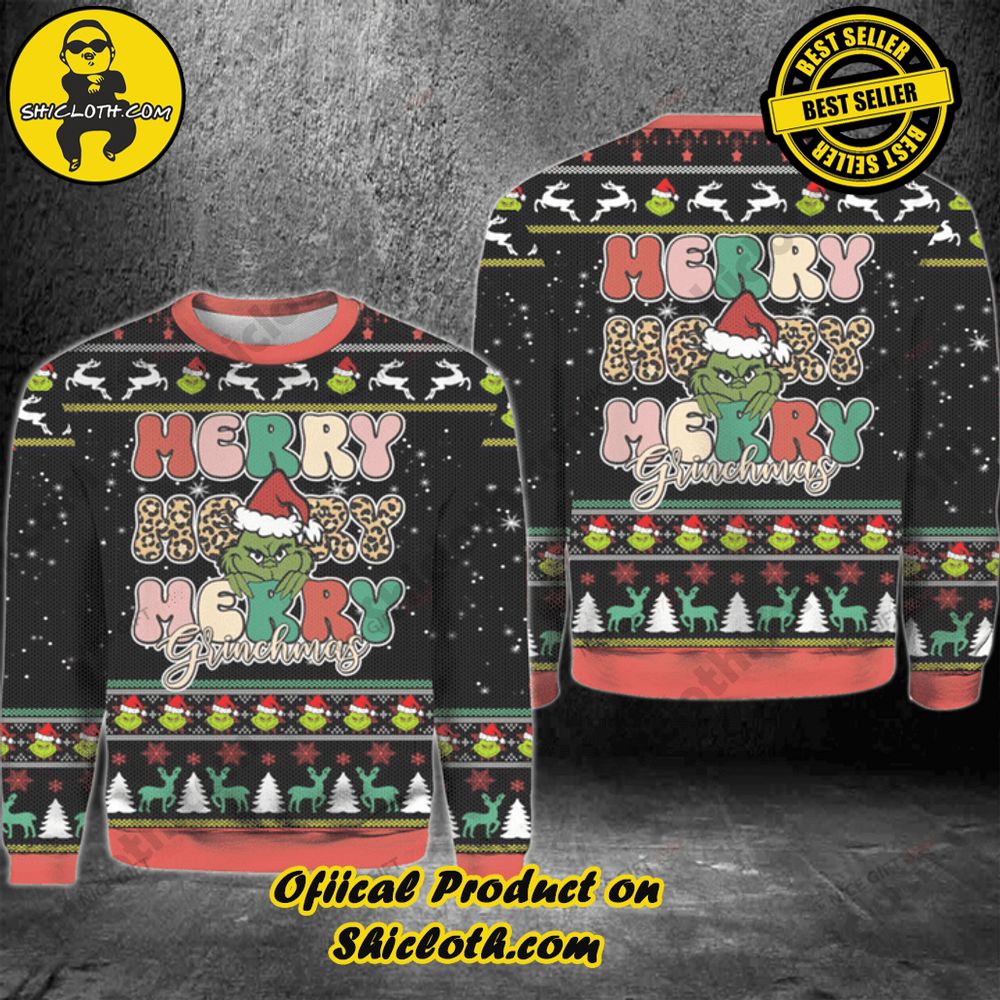Hot Trending Wrap Up in Style: Shicloth's Enchanting Christmas Sweater Collection 131 Merry Merry Merry Grinchmas Christmas Ugly Sweater