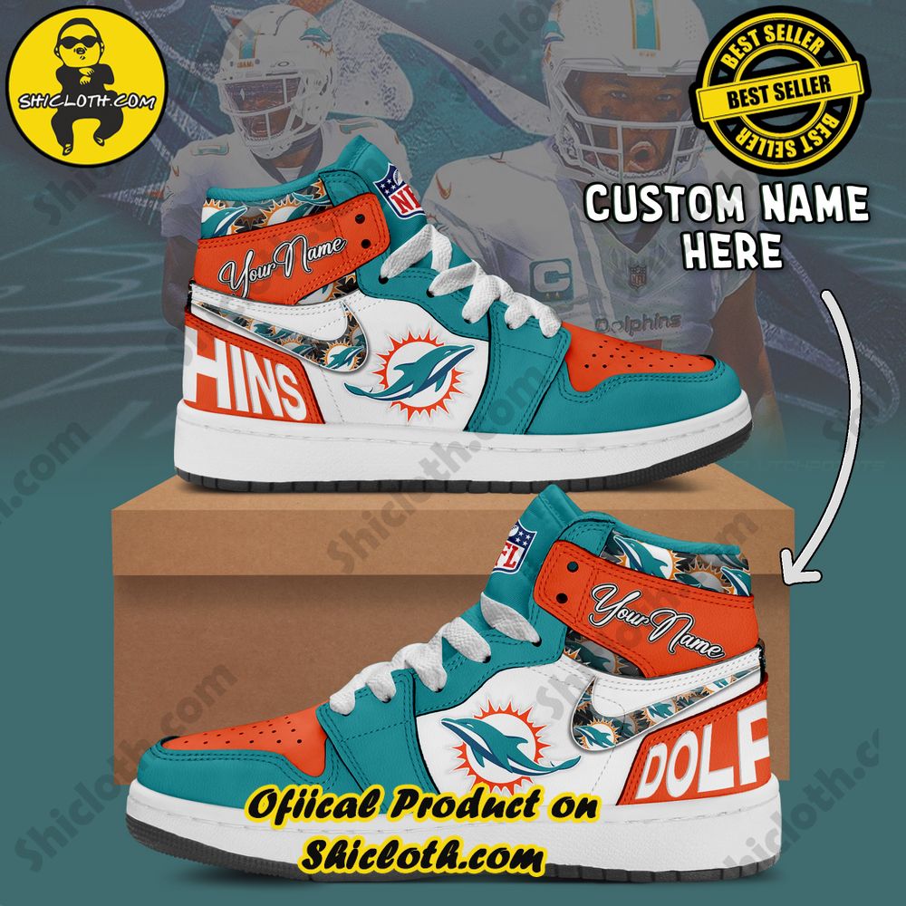 Step into Style: Unveiling the Timeless Elegance of Shiclothshop's Nike Air Jordan 1 Sneakers 32 Miami Dolphins Fashion Casual Custom Name Nike Air Jordan 1 Sneakers
