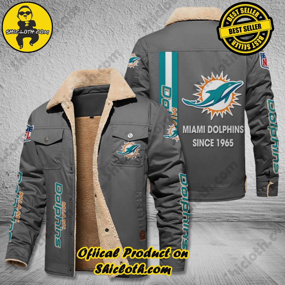 Miami Dolphins NFL Fleece Leather Jacket 3 Miami Dolphins NFL Fleece Leather Jacket - Image 3