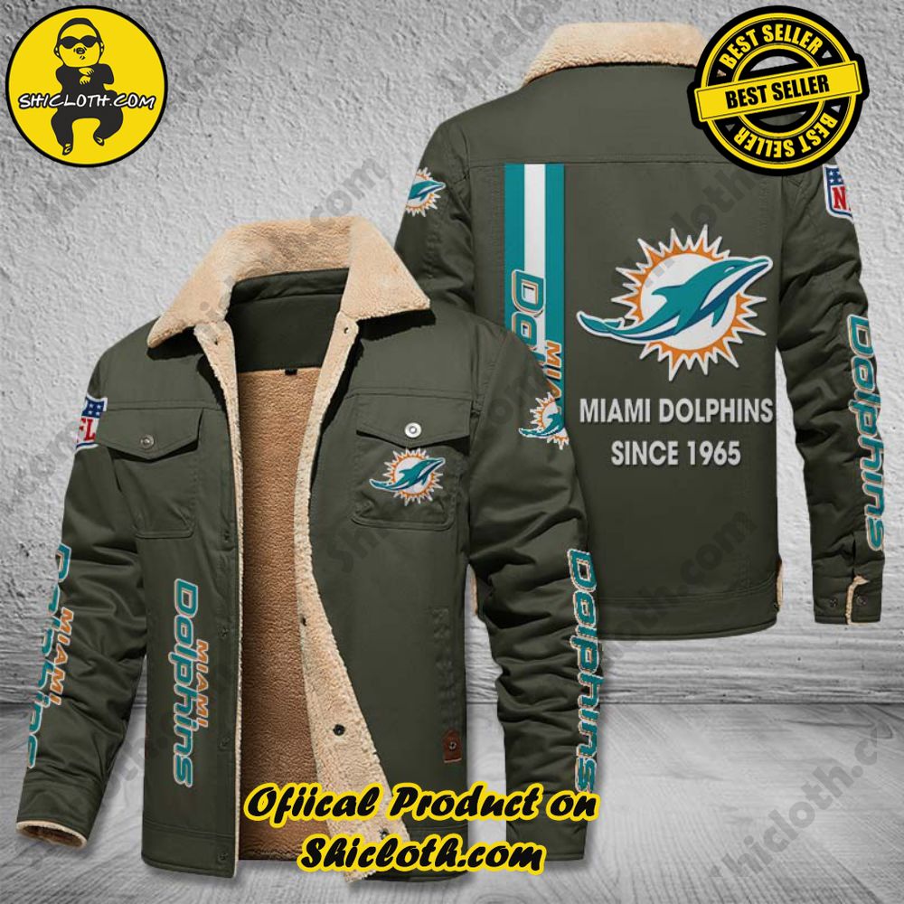 Miami Dolphins NFL Fleece Leather Jacket 5 Miami Dolphins NFL Fleece Leather Jacket - Image 5