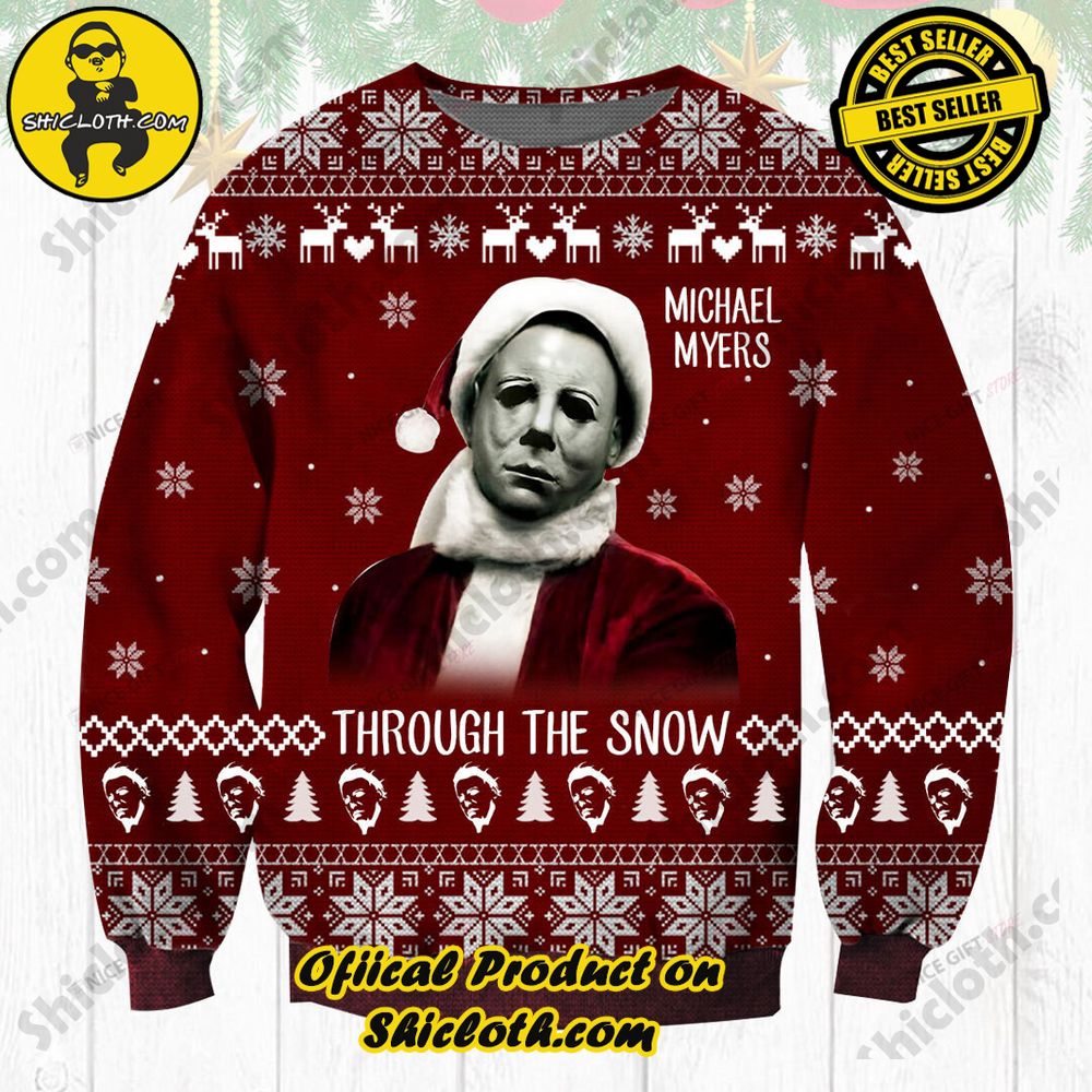 Hot Trending Wrap Up in Style: Shicloth's Enchanting Christmas Sweater Collection 38 Michael Myers Through The Snow Christmas Ugly Sweater