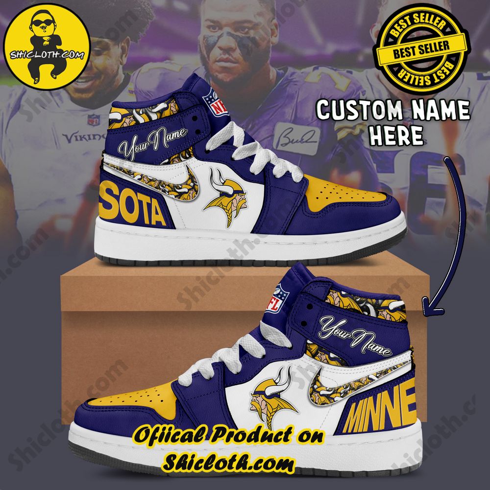 Step into Style: Unveiling the Timeless Elegance of Shiclothshop's Nike Air Jordan 1 Sneakers 34 Minnesota Vikings Fashion Casual Custom Name Nike Air Jordan 1 Sneakers