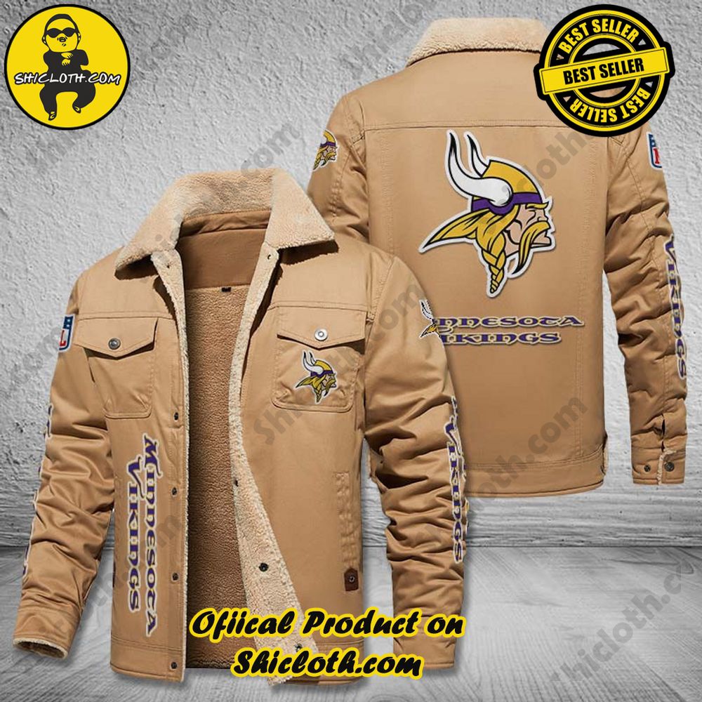 Minnesota Vikings NFL Fleece Leather Jacket New Style 2 Minnesota Vikings NFL Fleece Leather Jacket New Style - Image 2